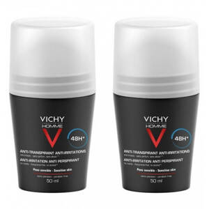 Vichy Sada deodorantů pro citlivou pokožku Homme 48H Deo roll-on (Anti-Transpirant Extra Sensitive) 2 x 50 ml