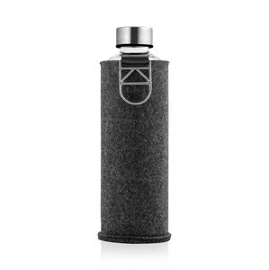 EQUA Mismatch Silver 750 ml designová luxusní ekologická skleněná lahev na pití s plstěným obalem