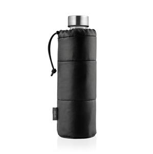 EQUA Mismatch Puffy Black 750 ml designová luxusní ekologická skleněná lahev na pití s obalem z umělé kůže